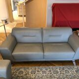 Leather sofa Roche Bobois pearl grey