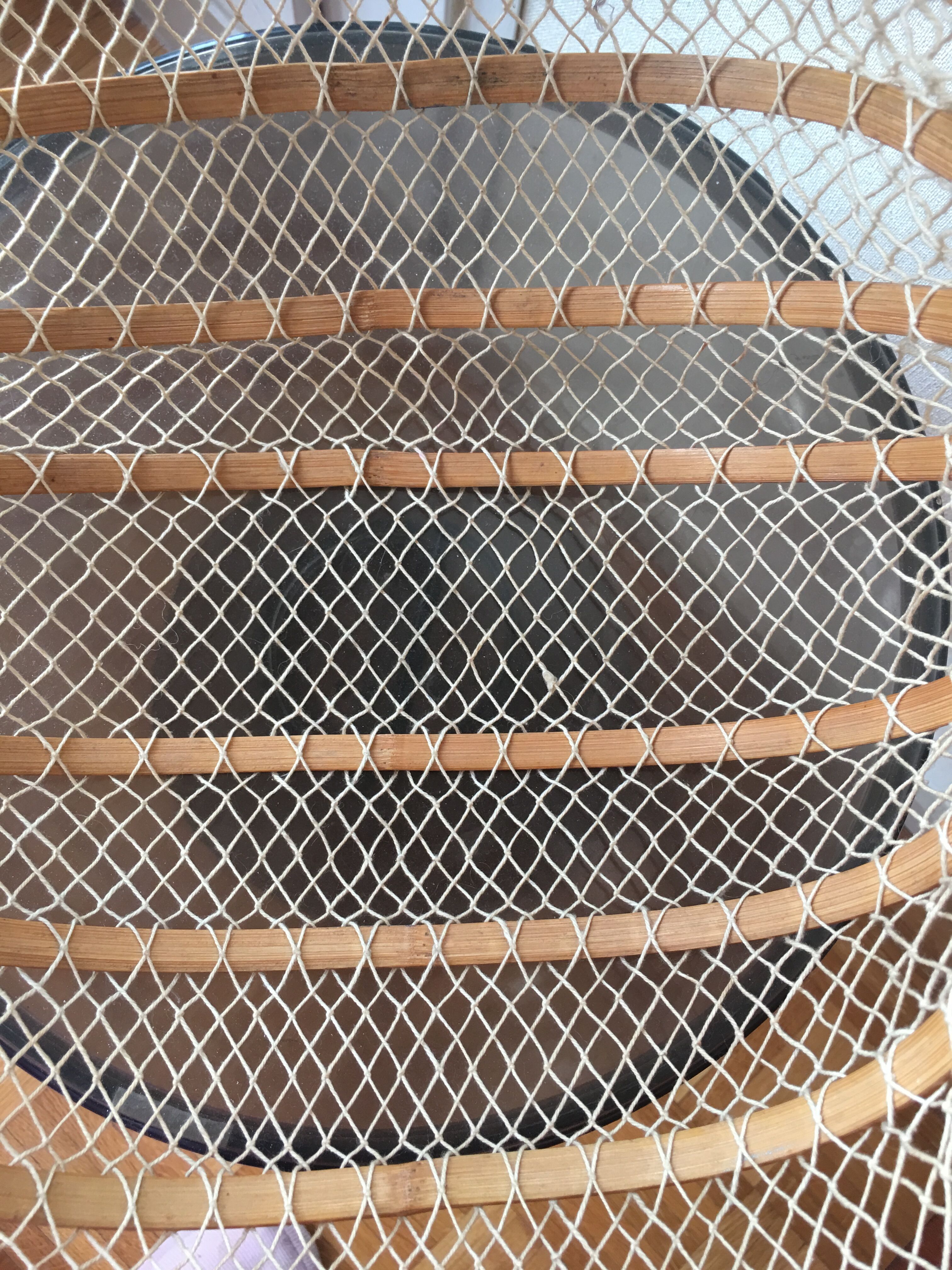 Vintage foldable basket made of bamboo and cotton threads