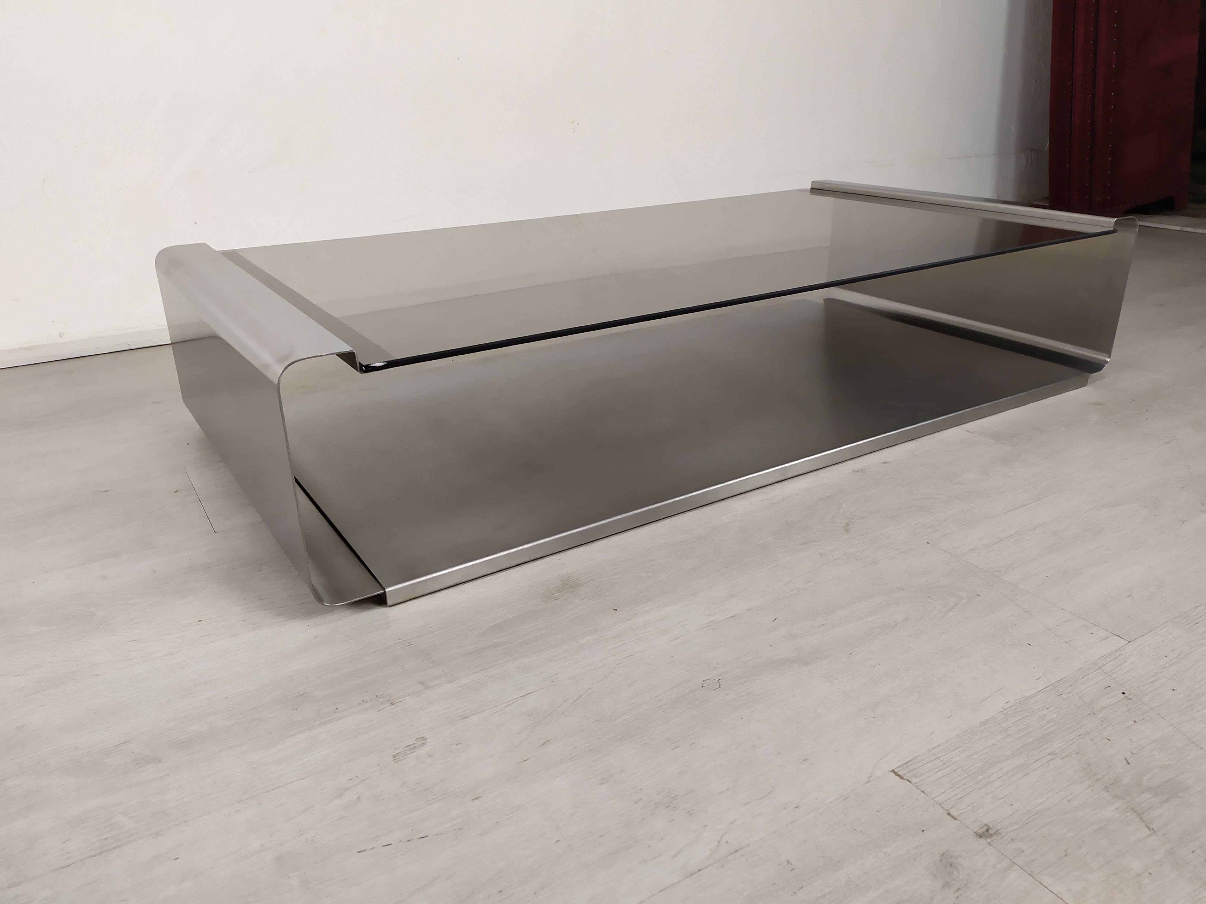 Stainless steel coffee table design Roche Bobois
