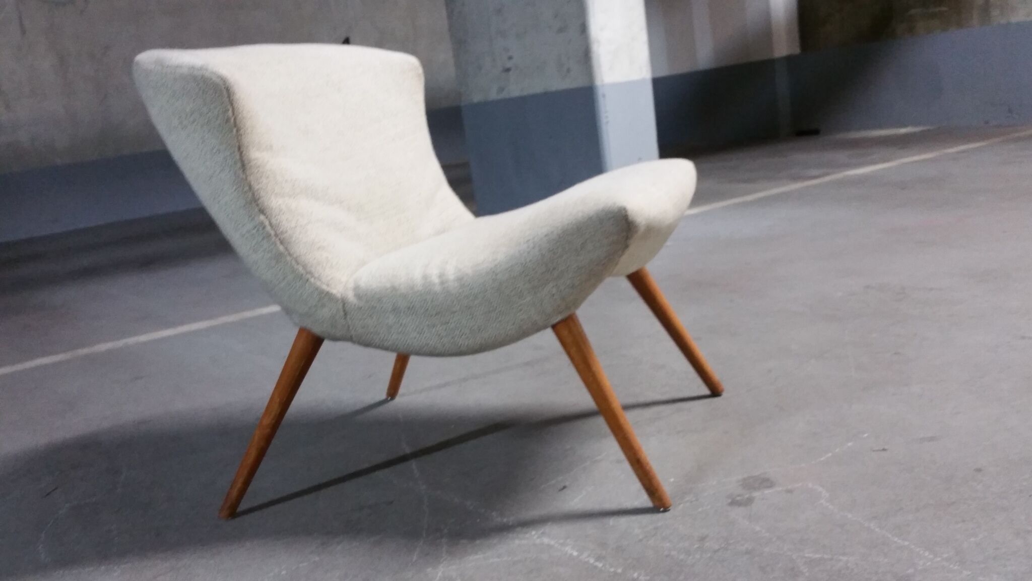 50s 60s beige low chair