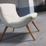 50s 60s beige low chair