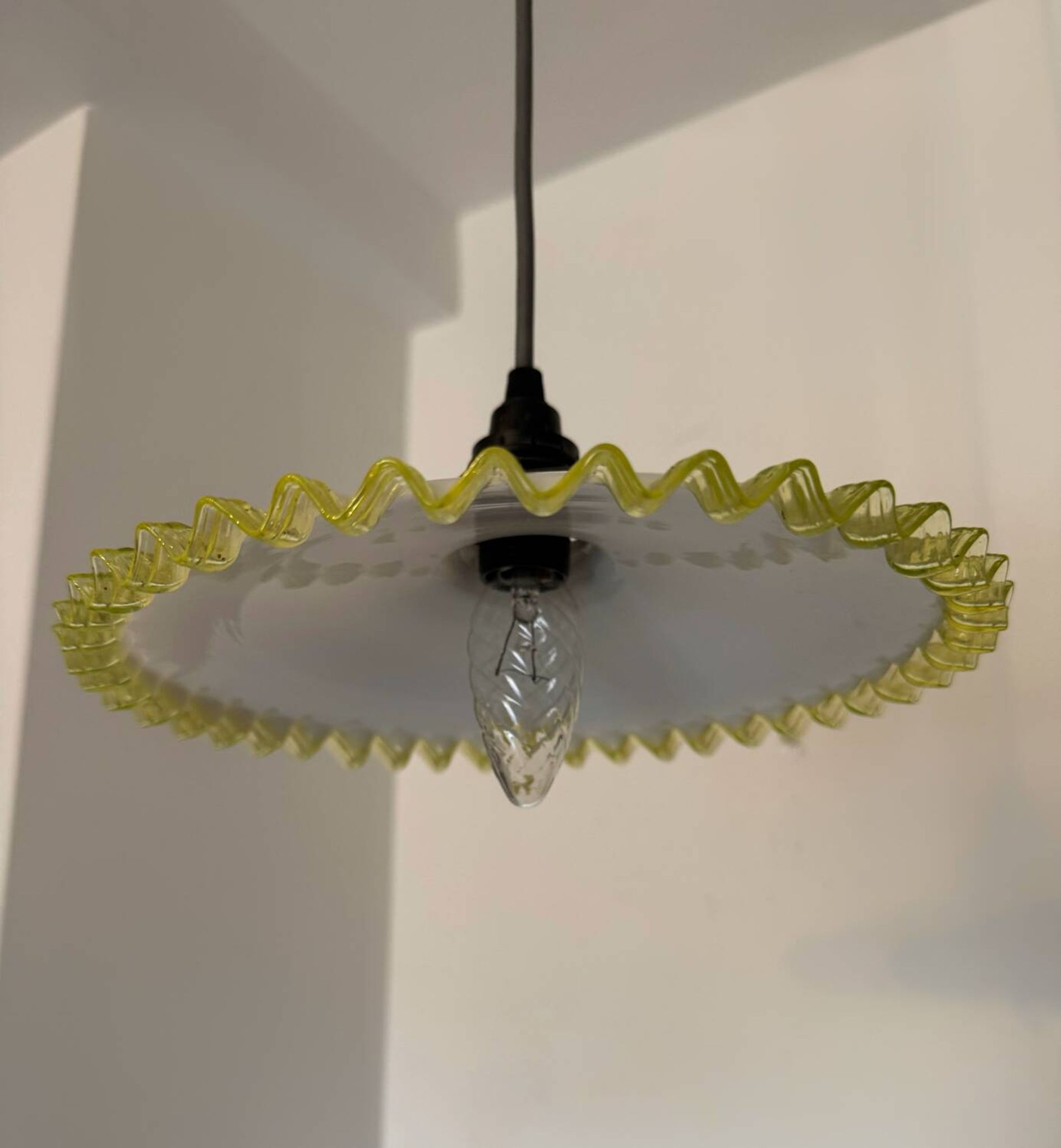Antique uraline opaline pancake chandelier