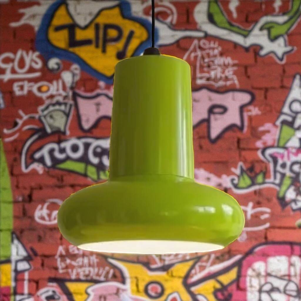 Vintage Lita 6062 Pendant Light – Space Age Design in Lime Green – 1970s