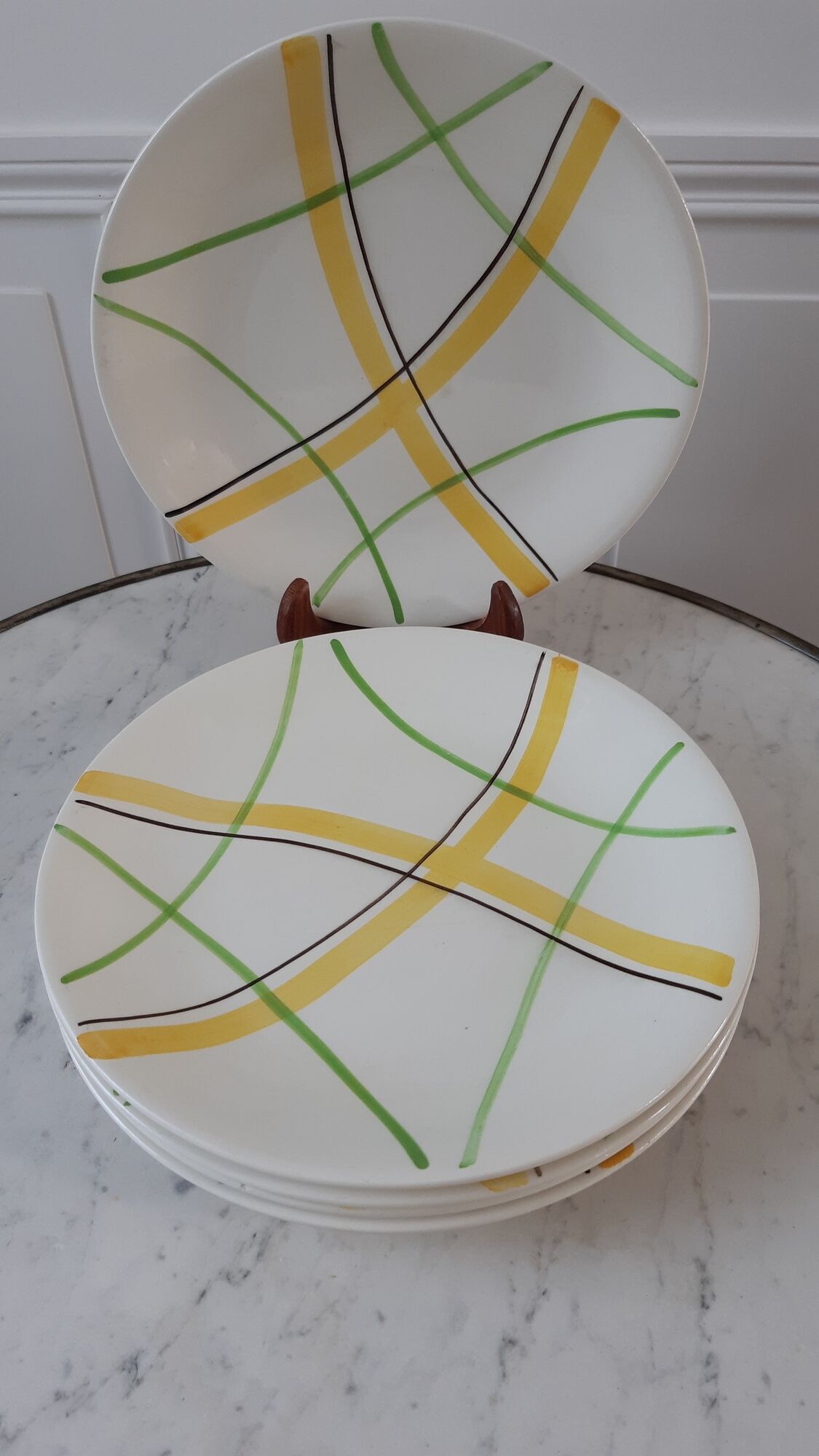 Set of 6 flat plates Gien model Sarabande years 50-60
