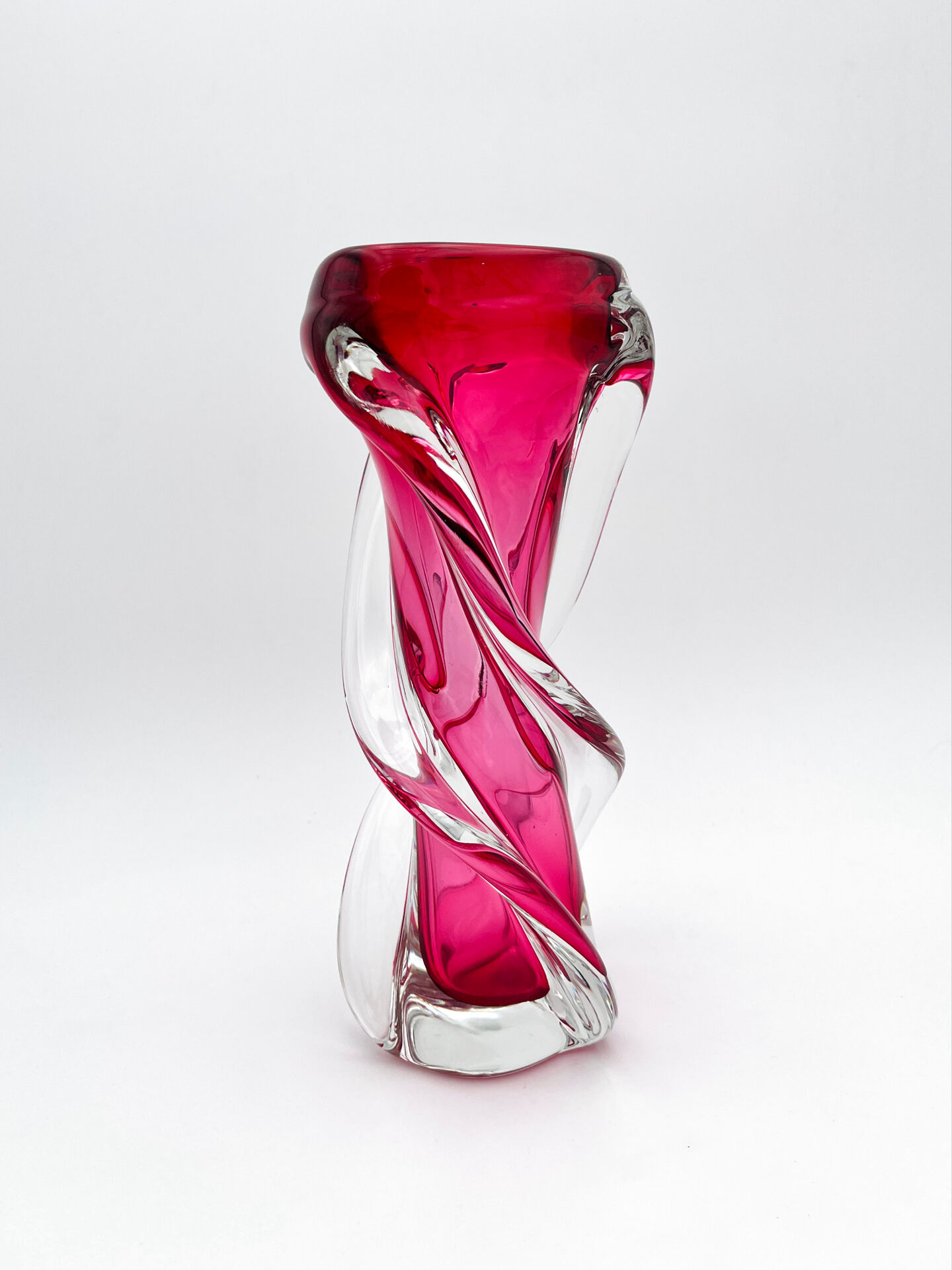 Twisted Murano Vase Sommerso Rose Italian Design 1960s