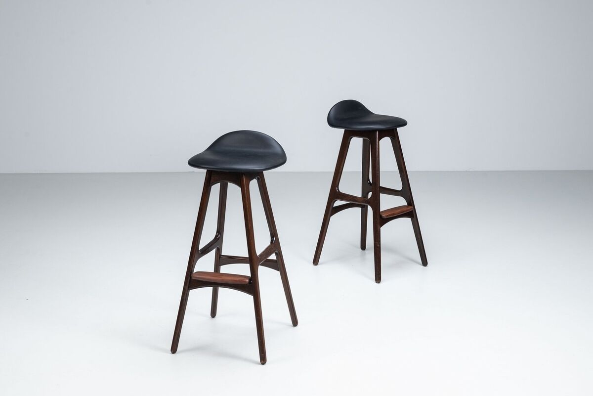 Tabourets de bar "OD61" d'Erik Buch, Oddense Mobler, Danemark, 1965.