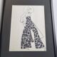 Fashion sketch, original drawing, monogrammed by Jean Eden, 70s