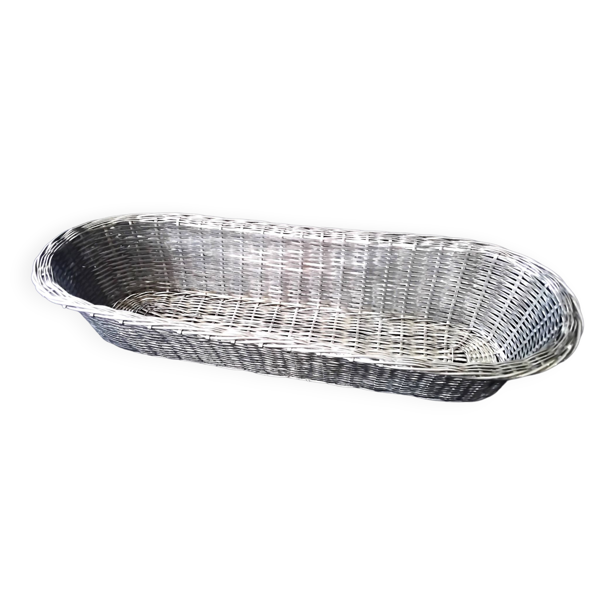 Bread basket, basket in braided silver metal wire