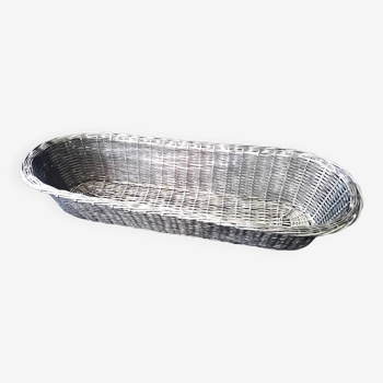 Bread basket, basket in braided silver metal wire