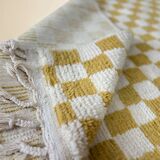 Beni Ouarain Berber rug • Lime green and yellow checkered pattern