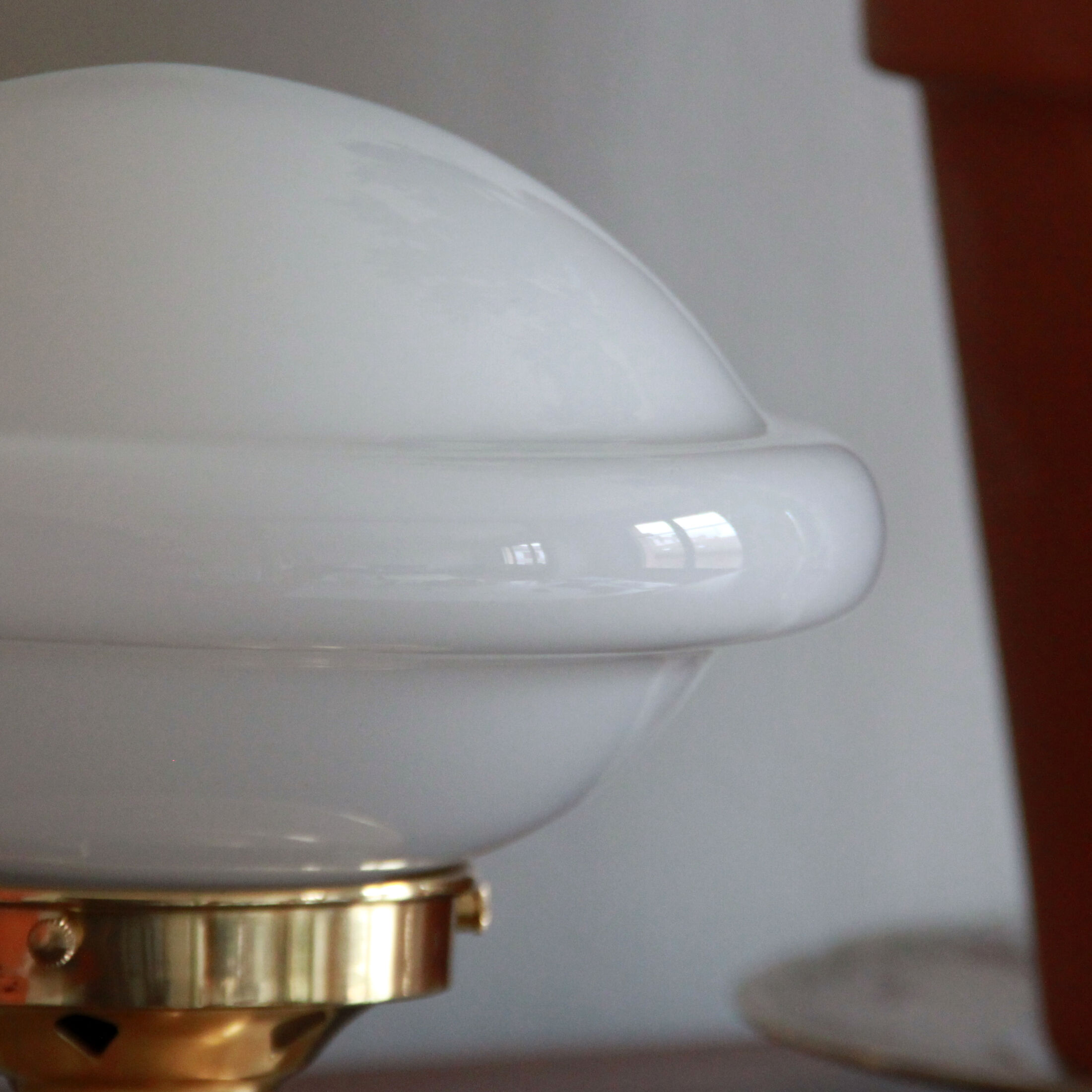 Bedside lamp desk brass globe opaline glass white art deco old