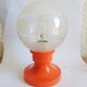Retro orange table lamp and 70s glass globe