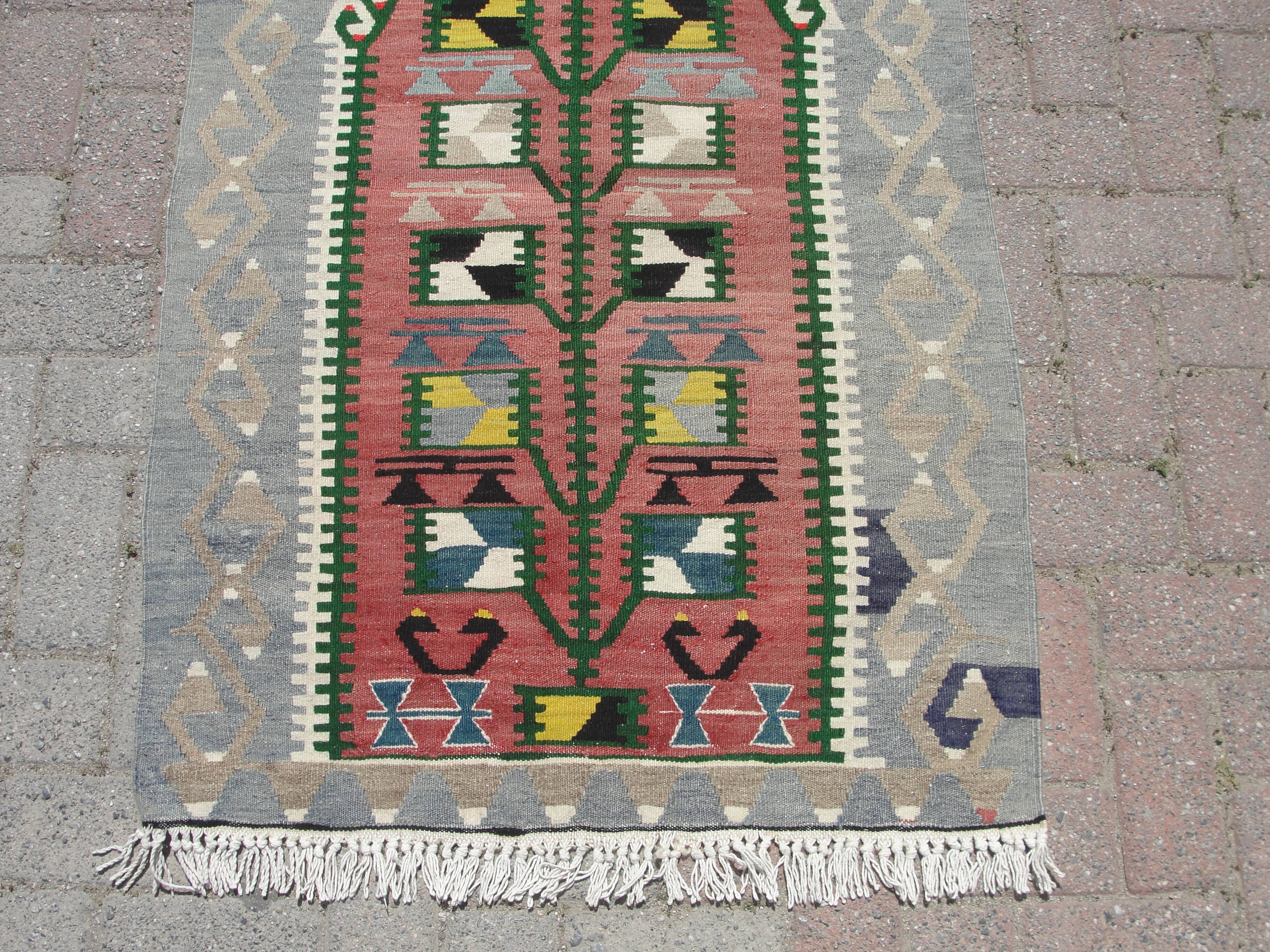 Small handmade area kilim rug carpet