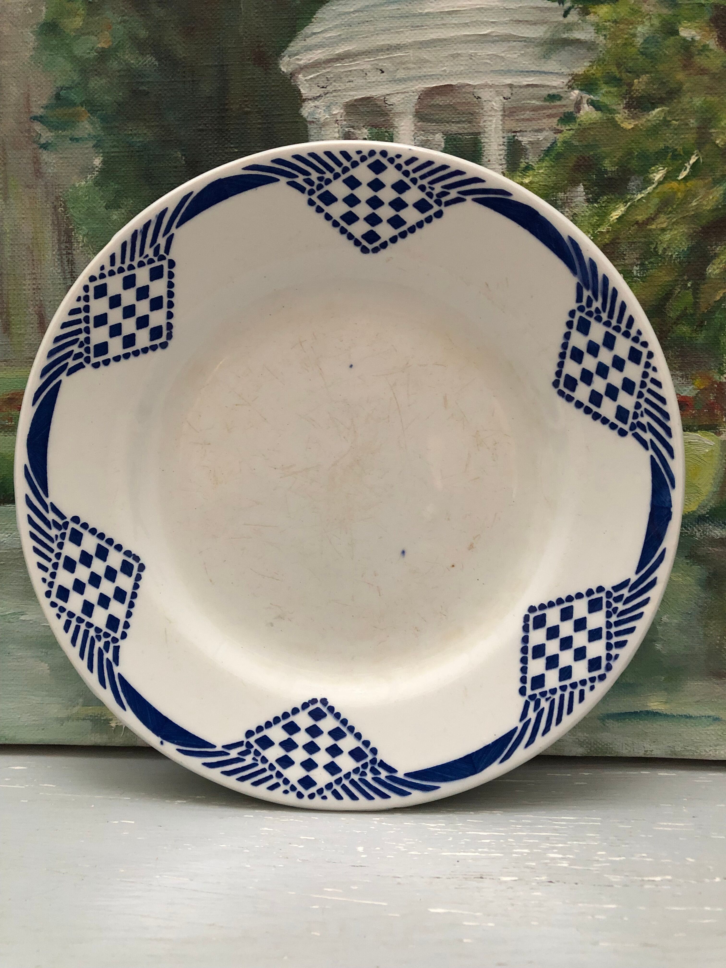 Lot de 6 assiettes à dessert signé moulins des loups hamage orchies nord France