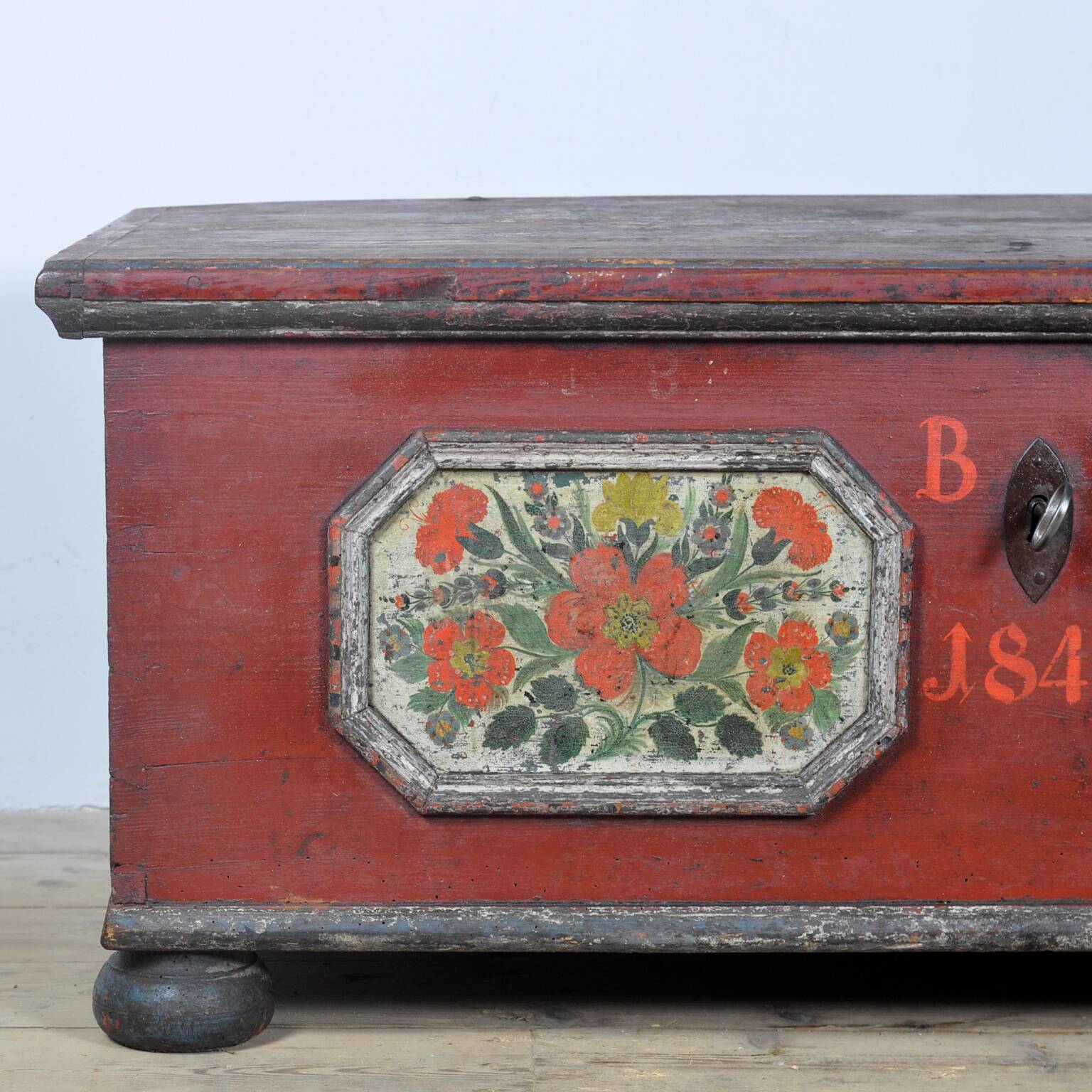 Folk art wedding chest from 1849