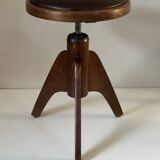 Vintage 60s tripod oak stool