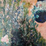 Oil on canvas depicting the girl with the watering can