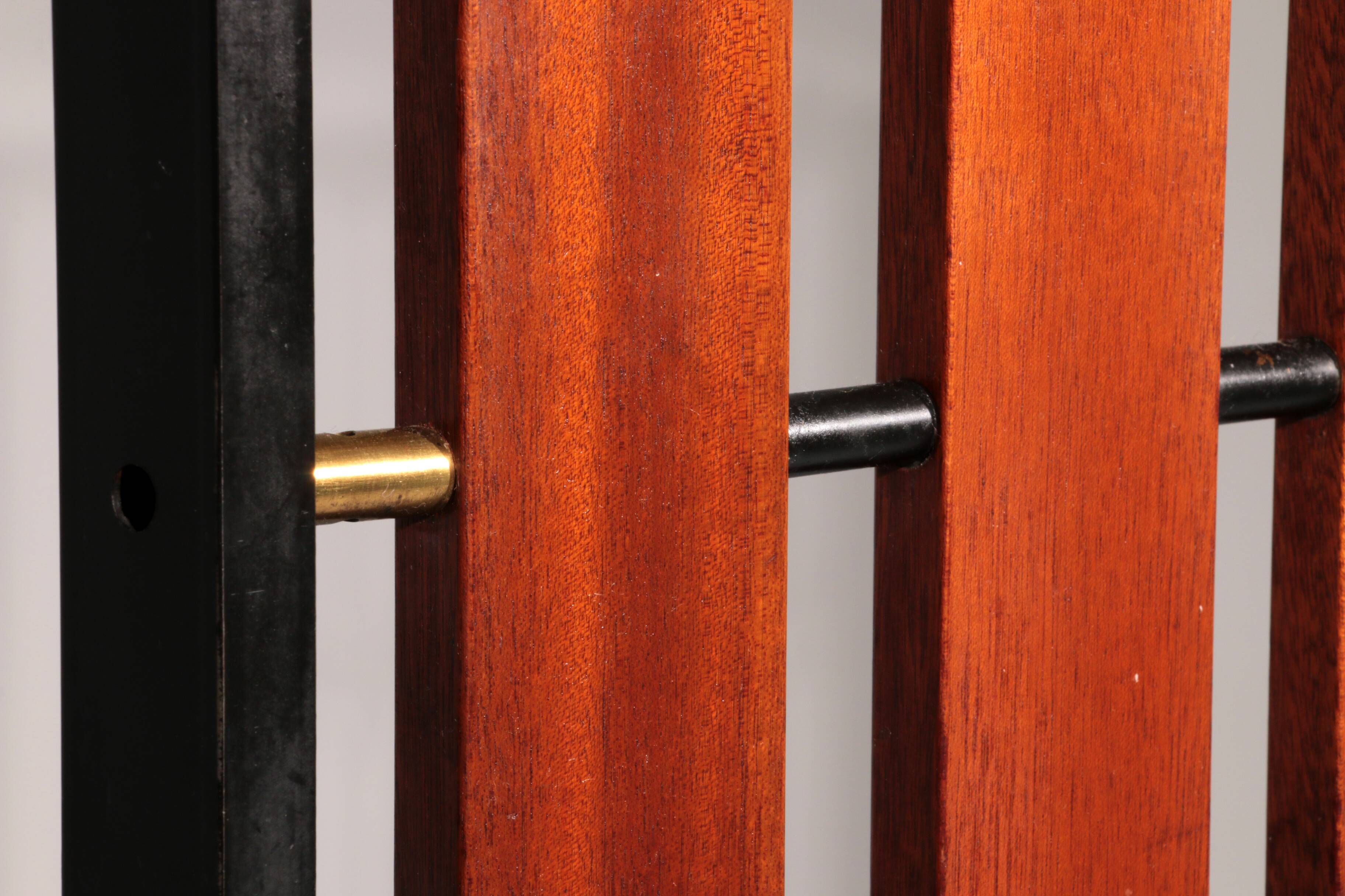 Italian Vintage Elegance – Brass and Teak Wall Clothes Hanger from the 1950