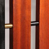 Italian Vintage Elegance – Brass and Teak Wall Clothes Hanger from the 1950