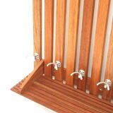 Large vintage coat rack with mirror and rack made of teak wood