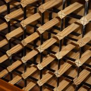 Flamed walnut sideboard for 36 bottles with drawer