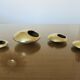 Series of 4 Scandinavian "pebble" ashtrays in bronze 70s