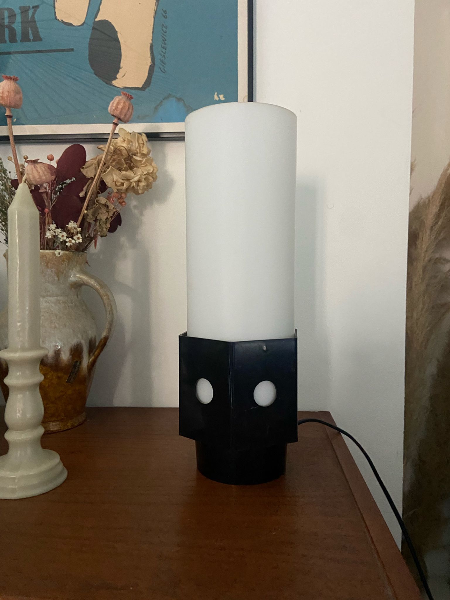 Lampe en verre et plastique années 70