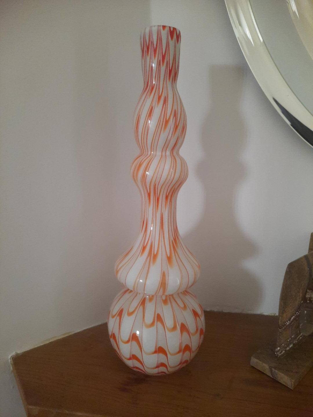 Large opaline glass vase, blown Italian, attributed to the production of Opal.