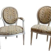 Chair and armchair medallion, Louis XVI style, circa 1950