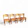 4 chaises de salle à manger en pin des années 1970