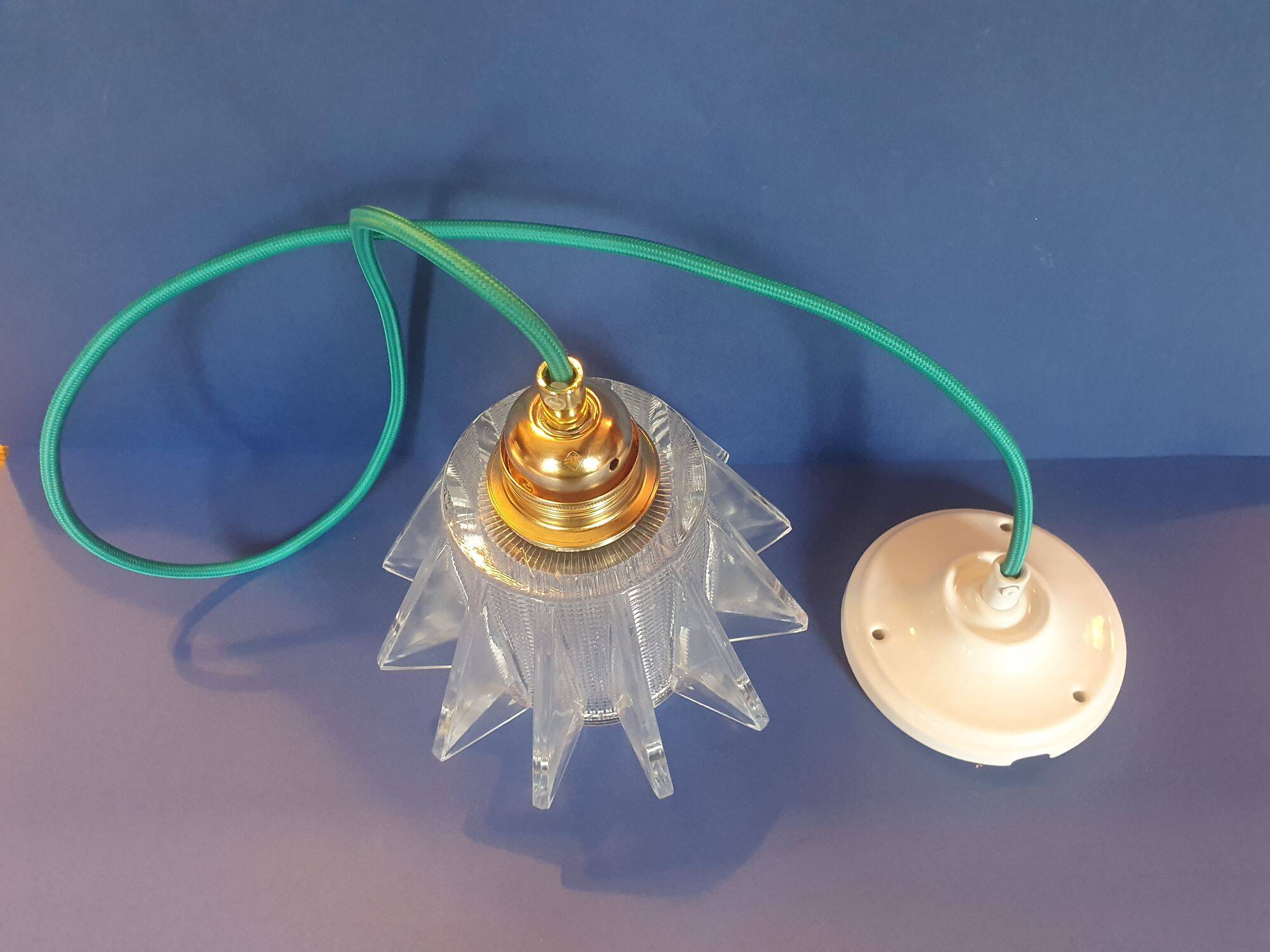 Vintage 70s UFO space age hanging lamp from France - newly electrified