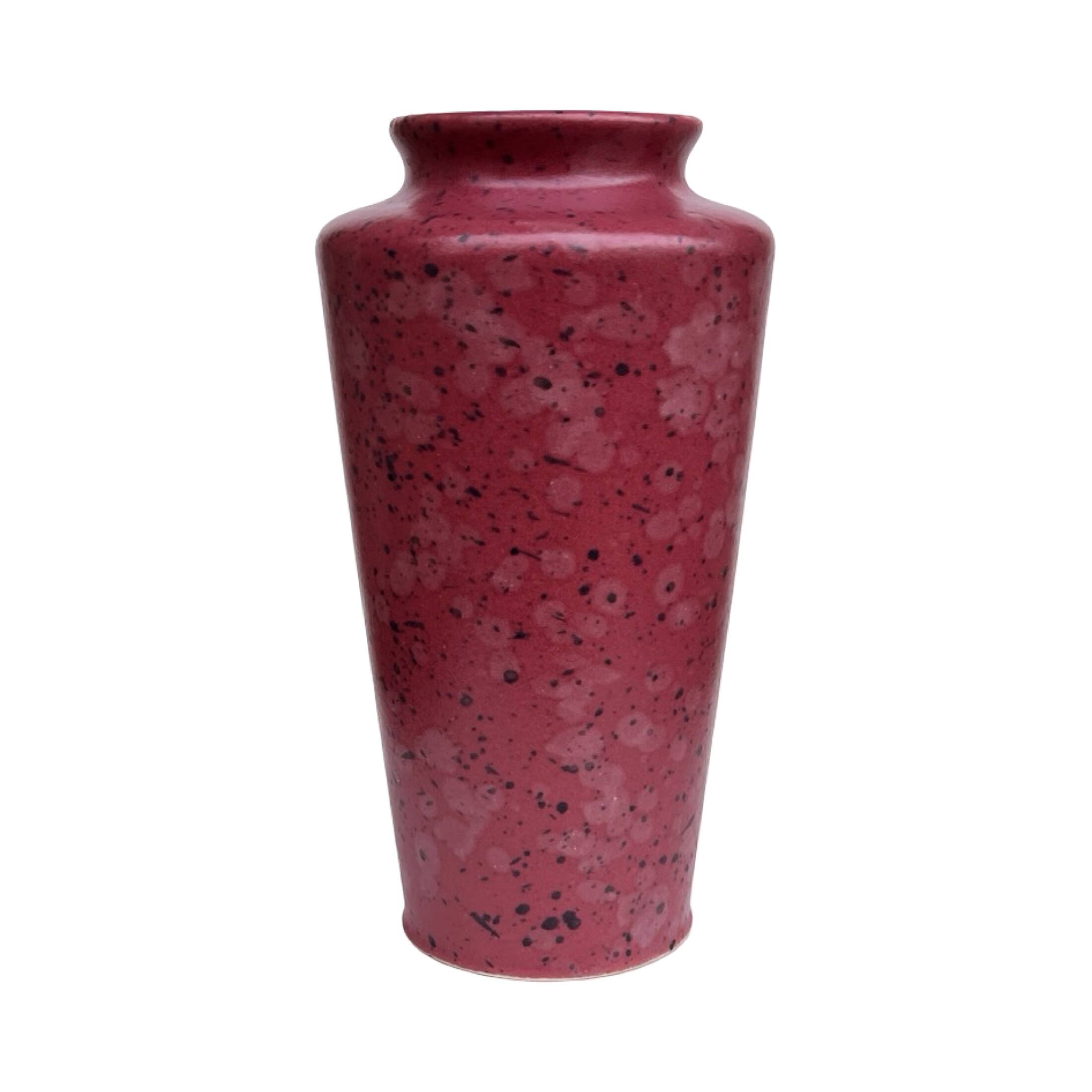 Burgundy ceramic vase MF Design, Germany 1980s.