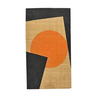 Peinture sur toile de jute par Hans Peter, Suisse vers 1975