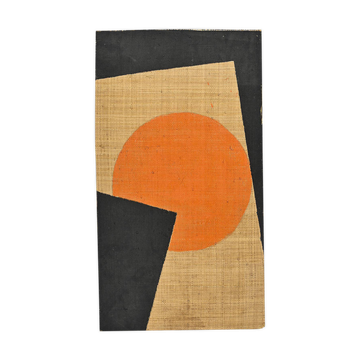 Painting on burlap by Hans Peter, Switzerland circa 1975