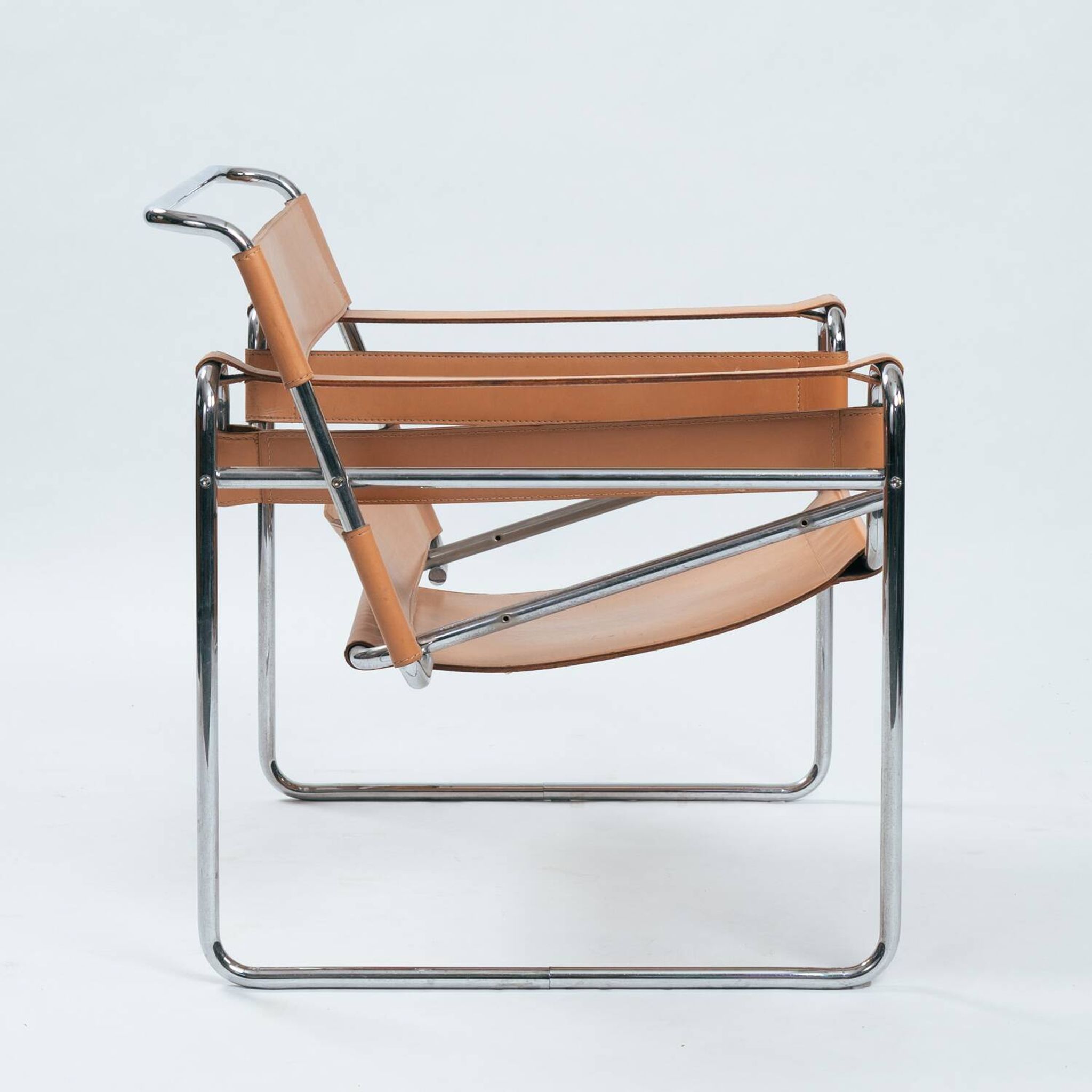 Wassily chair by Marcel Breuer, in brown leather, Italy, 1980s