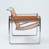 Wassily chair by Marcel Breuer, in brown leather, Italy, 1980s