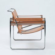 Wassily chair by Marcel Breuer, in brown leather, Italy, 1980s