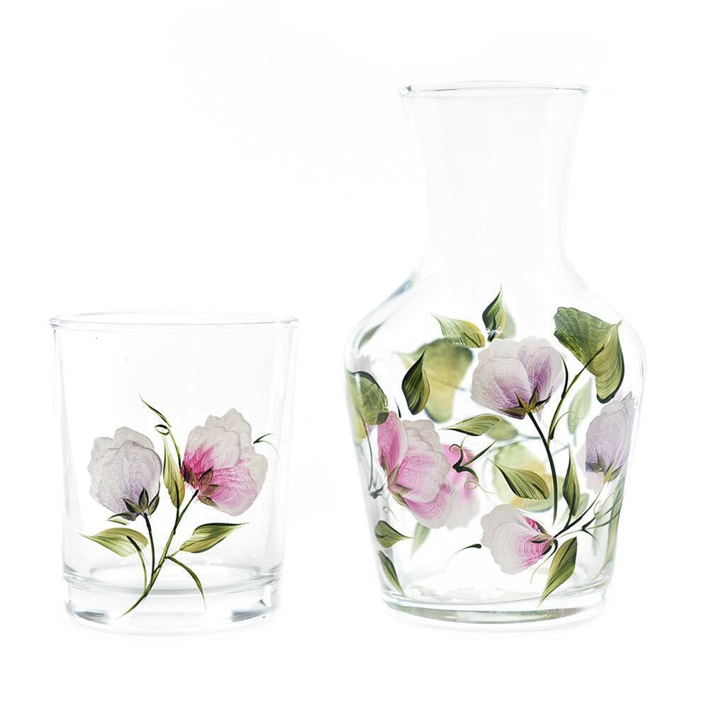 Carafe et gobelet aux pois de senteur