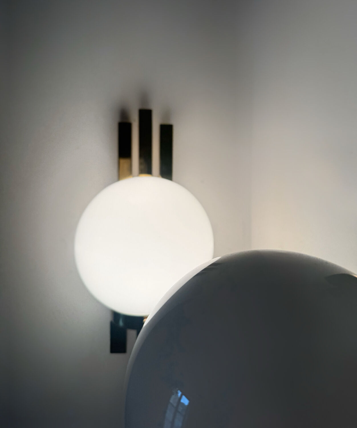 Opaline brass wall lights from the 1970s.