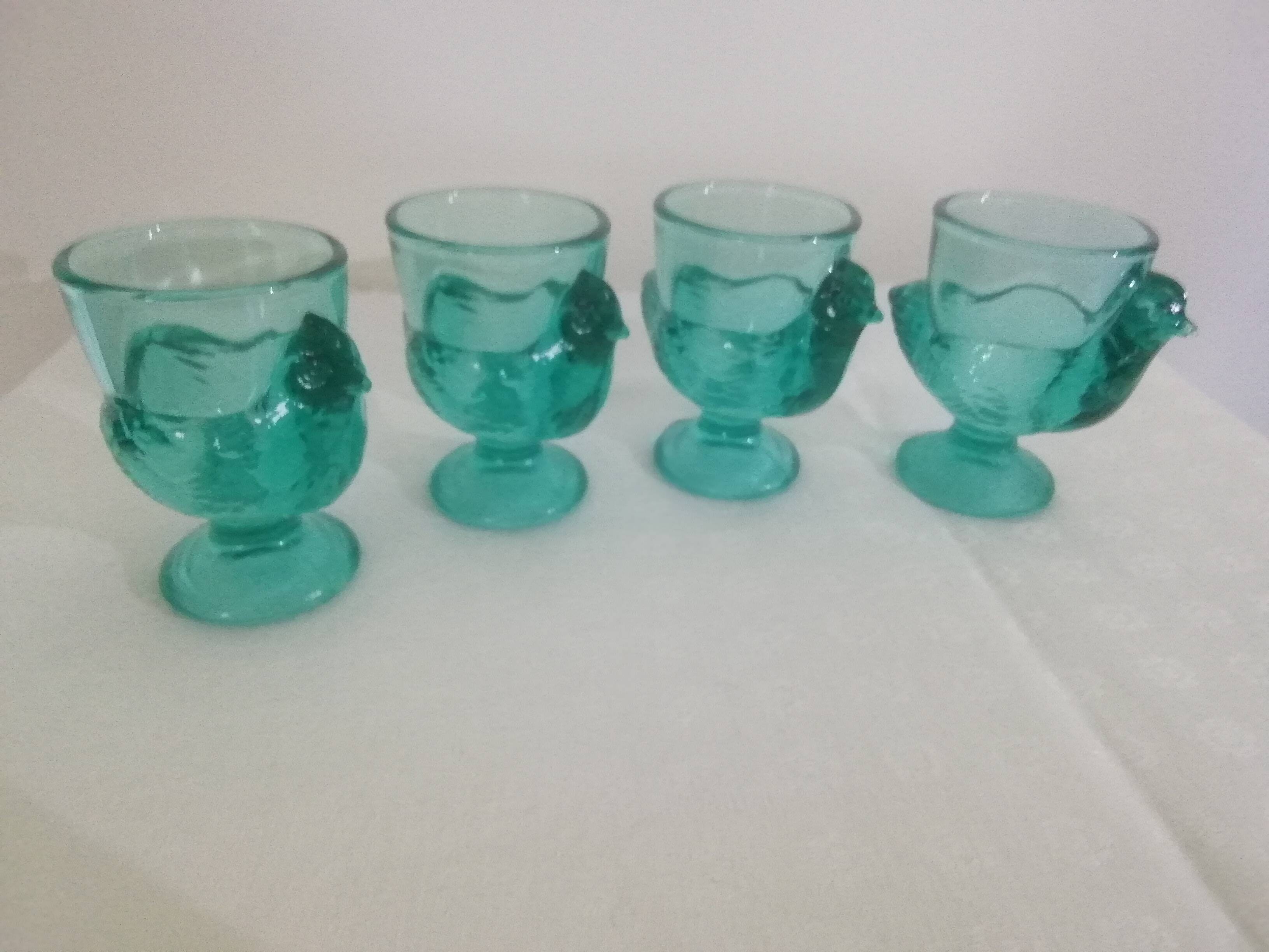 Turquoise glass egg cups