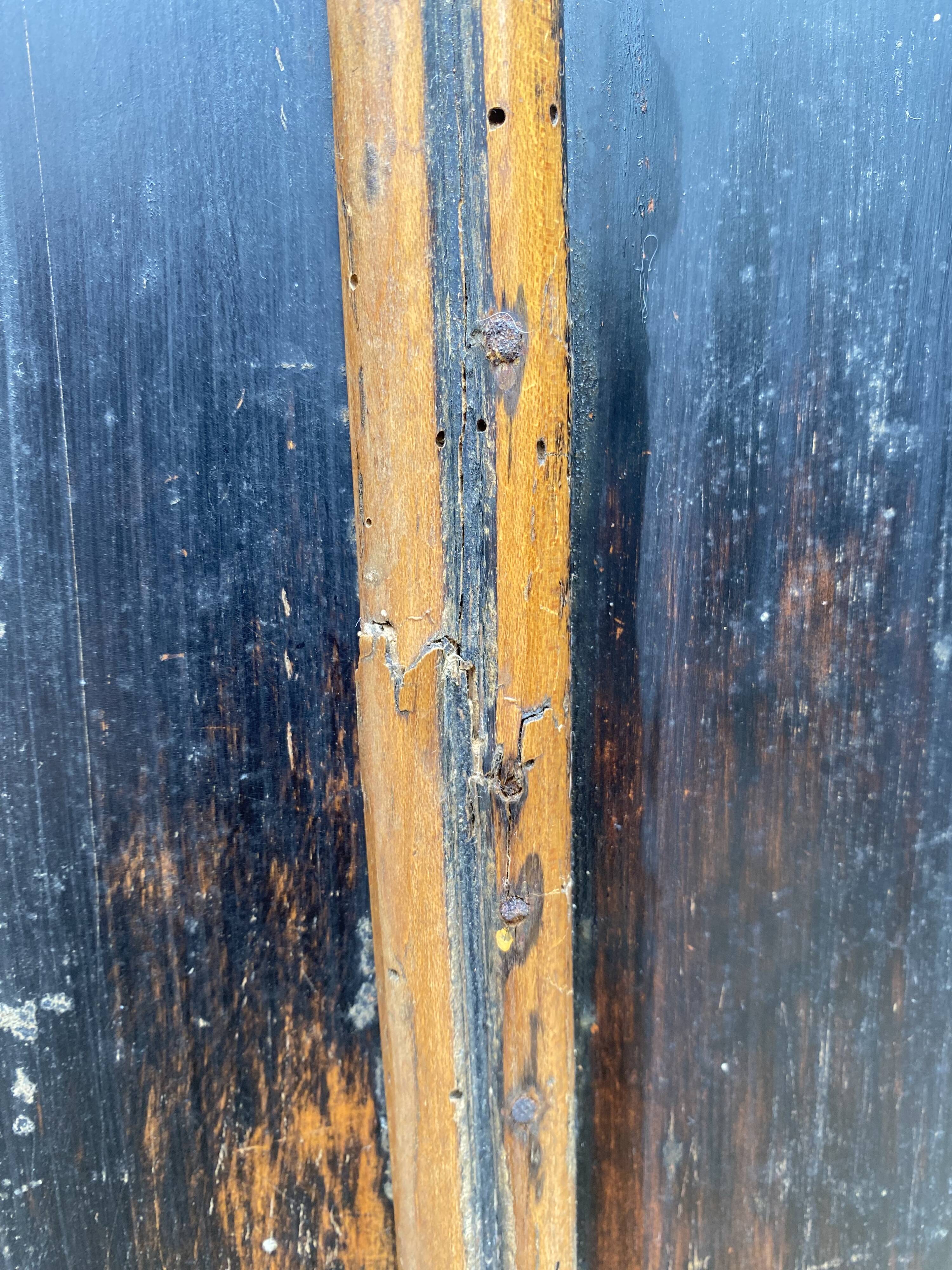 Double wood and glass closet doors