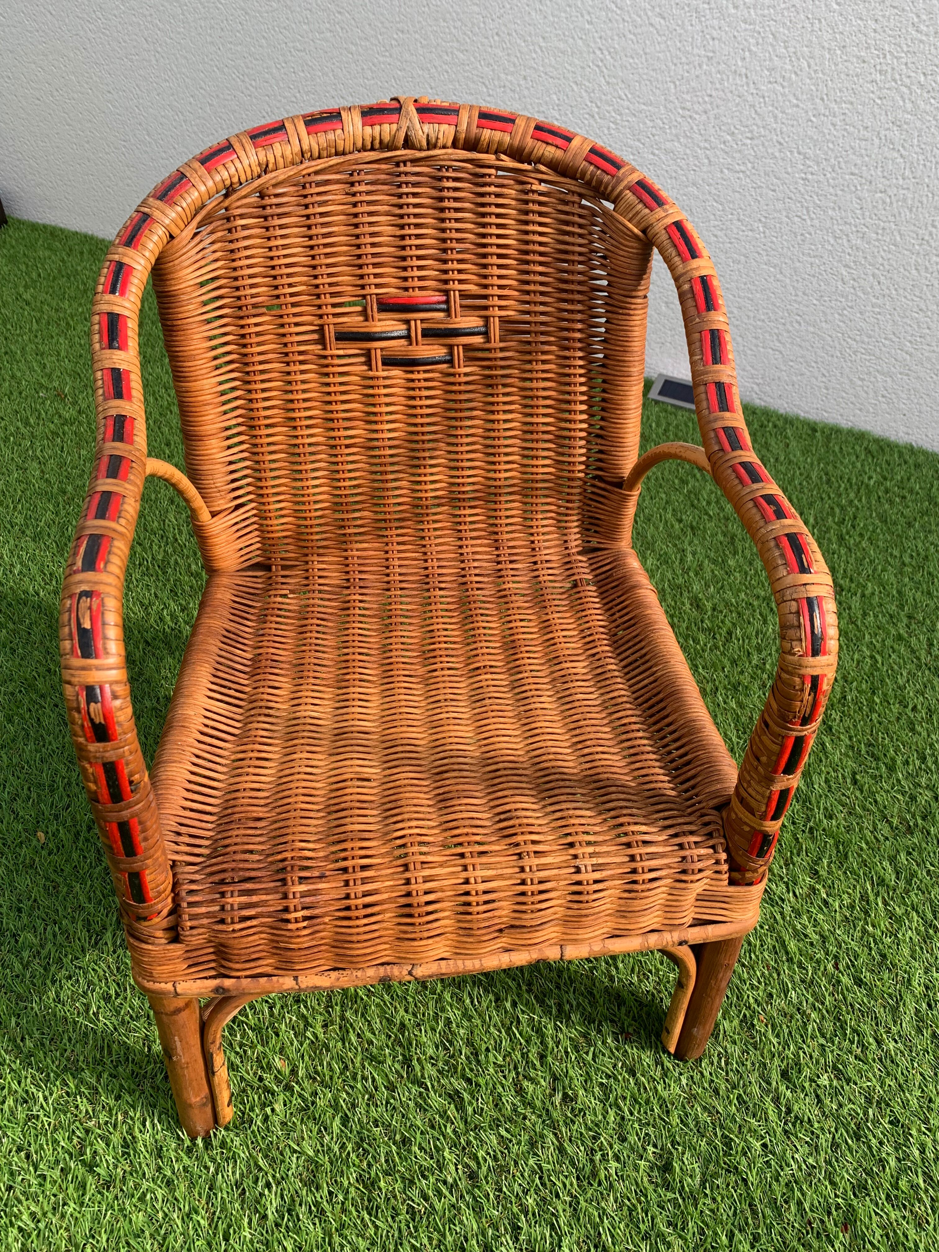 Vintage wicker and rattan armchair