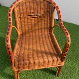 Vintage wicker and rattan armchair