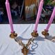 Pair of Bronze Candlesticks with 2 Arms of Lights