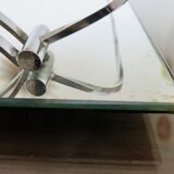 Ancien plateau miroir français en laiton chromé, art déco, années 20 30
