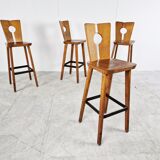 4 vintage brutalist bar stools, 1960s