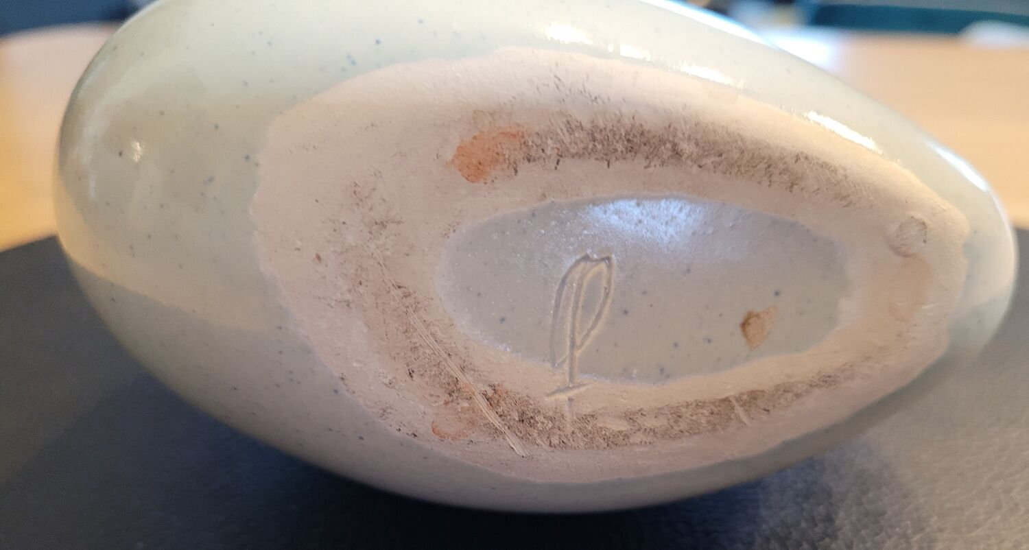 Celadon ceramic soliflore vase signed