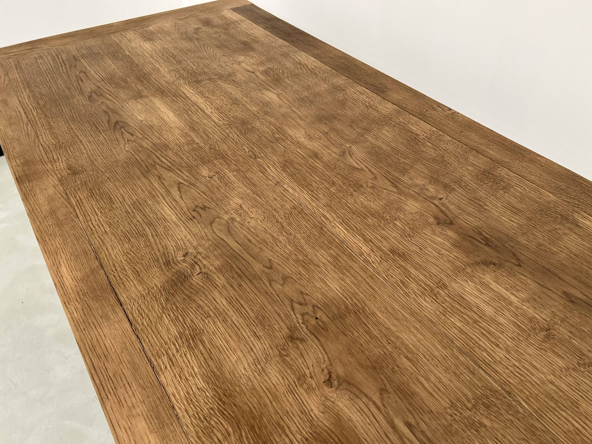 Large solid oak farm table with its extensions, 1950s