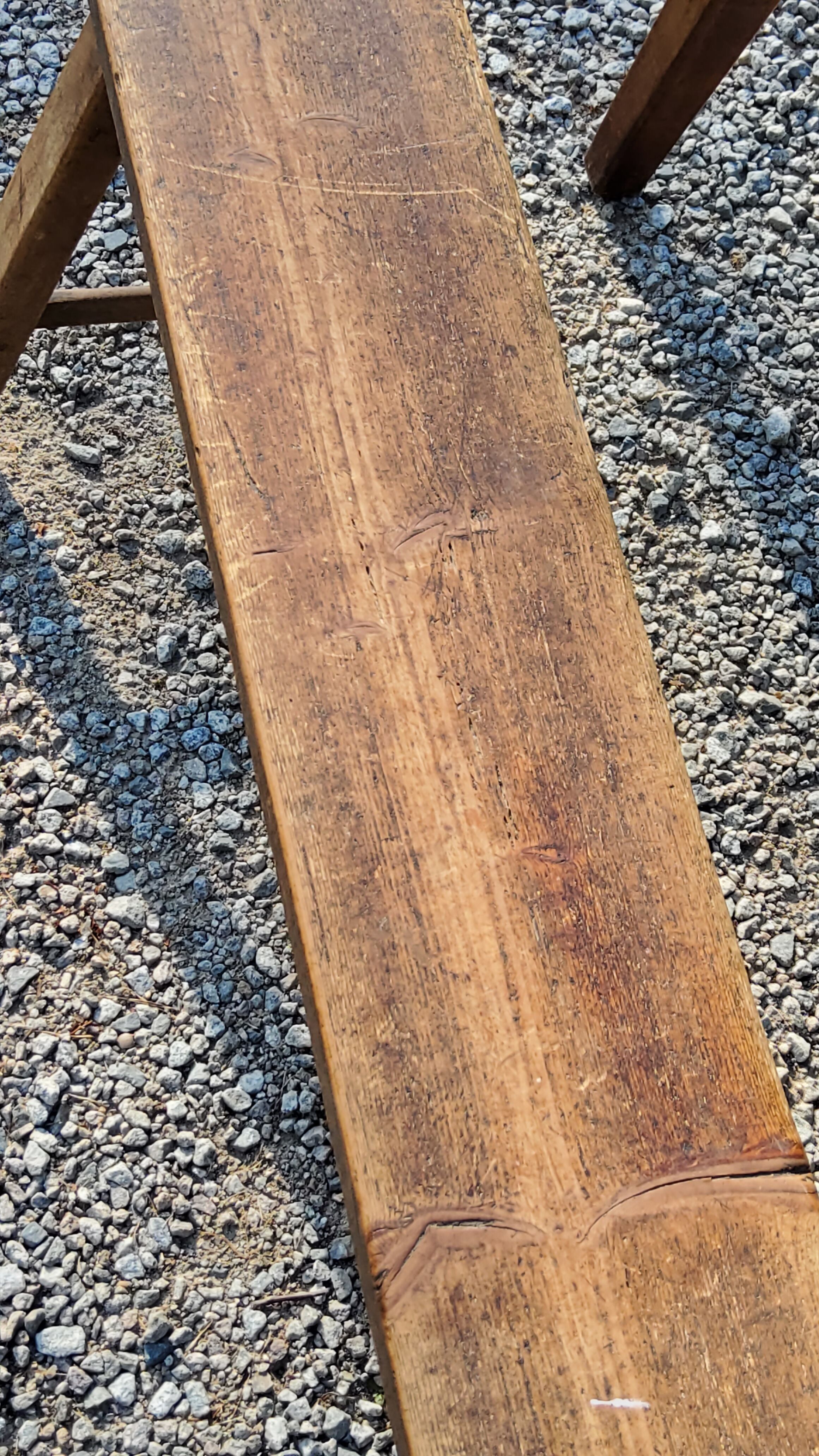 Farm table nineteenth century feet spindles 251cm and its 2 benches