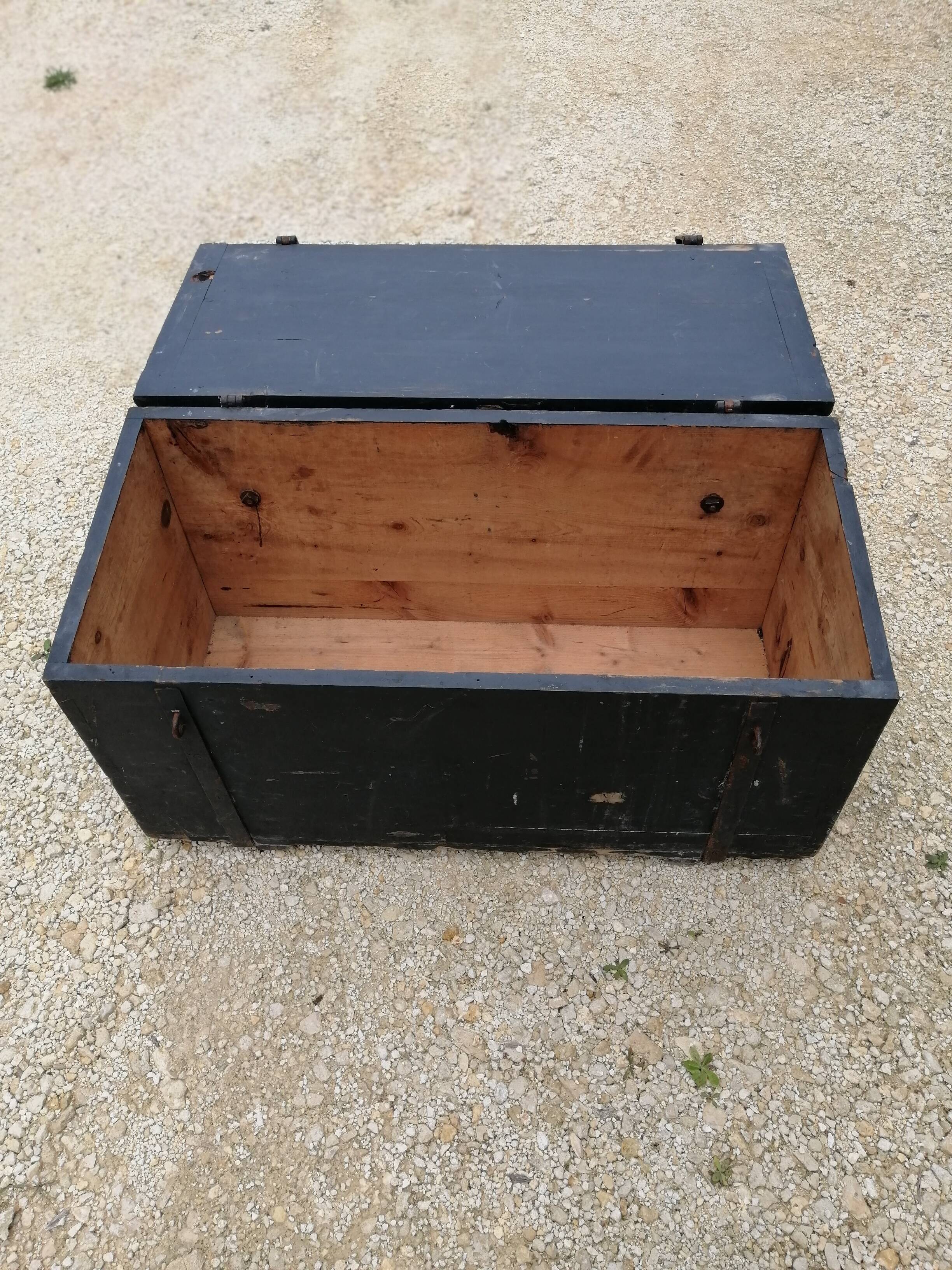 Old vintage wooden travel trunk